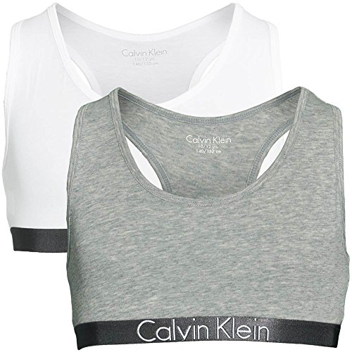Calvin Klein - Ubrania dla dziewczynek - Bielizna dziewczęca - Biustonosz Crop Top - Calvin Klein Braletka dziewczęca - 2 sztuki - szary/czarny - wiek 14-16 lat