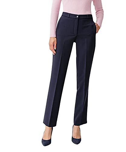 Damart Damskie spodnie Pantalon City Droit Perfect Fit klasyczne spodnie, niebieski (Marine 08130), 28W x 32L