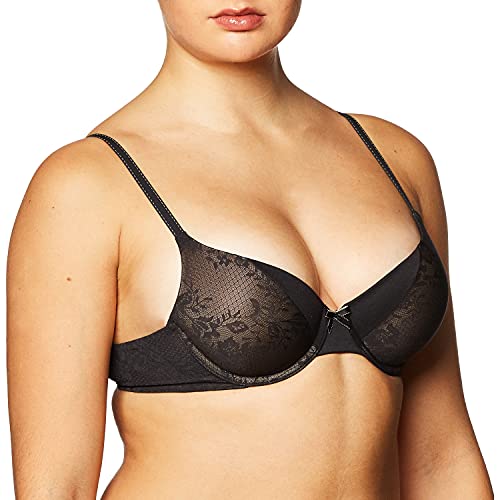 Maidenform Damski komfortowy biustonosz z fiszbinami na co dzień, Czarny (czarna koronka/BdB Combo), 85E
