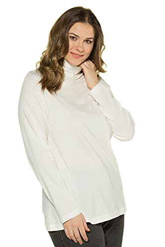Ulla Popken Duże rozmiary damski sweter z golfem Shirtrolli Basic, naturalny, 42-44