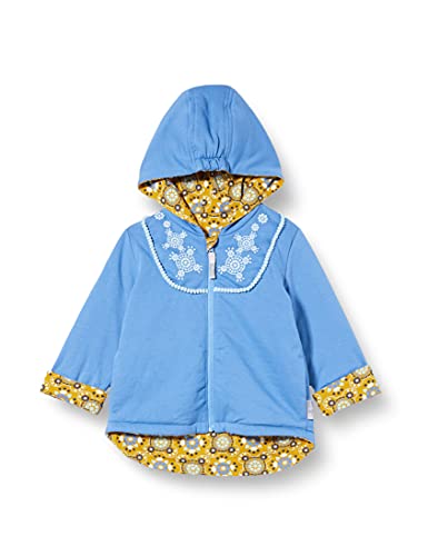 Sigikid Dziewczęcy kaptur z bawełny ekologicznej dla dzieci kurtka dwustronna watowana, Niebieski/wzór, 68 cm