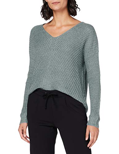 JACQUELINE de YONG damski sweter z dzianiny z dekoltem w serek, Abyss/Detail:w. Black Ply, M