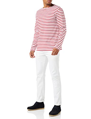 Armor Lux Męska czapka marynarska Houat T-shirt, Wielokolorowy (320 biały/brązowy)., S