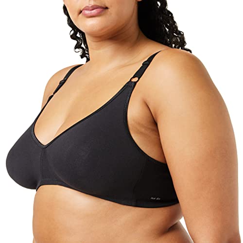Nur Die Bawełniany biustonosz bez fiszbinów, dwuwarstwowy biustonosz z miękką miseczką, miękki, wygodny, niewidoczny, bezszwowy pod ubraniem damski, czarny, 85B