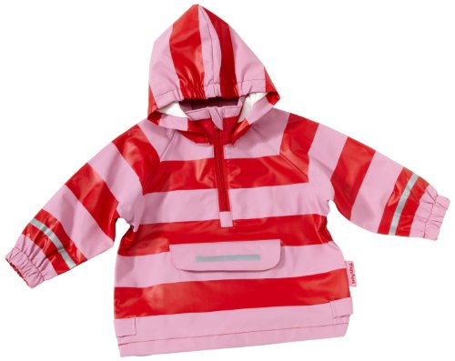 Playshoes Paski chłopięcy płaszcz przeciwdeszczowy, Czerwony (czerwony/różowy), 128 cm