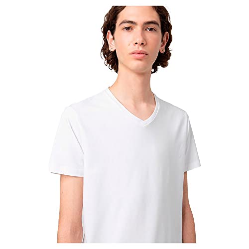 HUGO Męski t-shirt w kształcie litery V, dwupak z elastycznego dżerseju z dekoltem w serek, biały (White100), XL