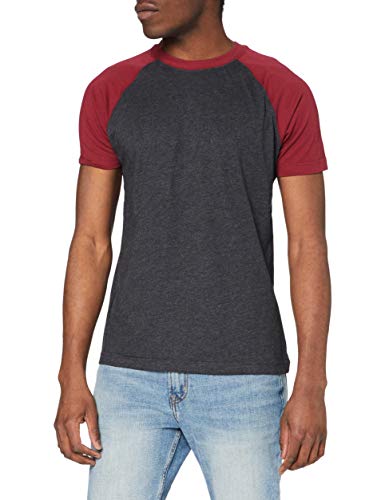 Urban Classics T-shirt męski Raglan Contrast Tee, Charcoal/Burgundy, L