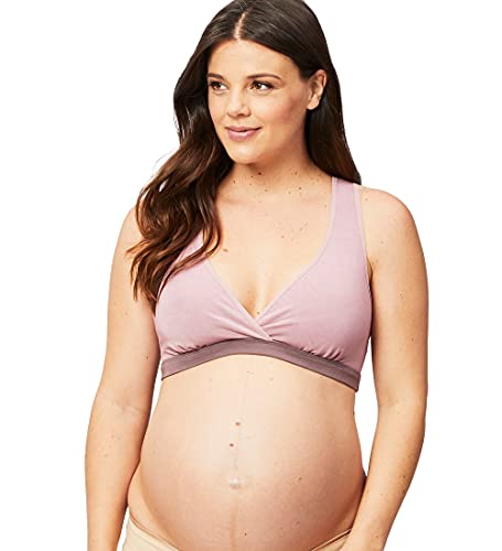 Cake Maternity Mleko bambusowy biustonosz do spania dla karmienia, bez fiszbin biustonosz ciążowy, Fiołkoworóżowy, L