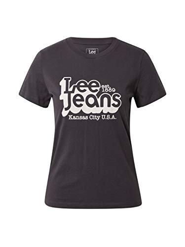 Lee Damska koszulka Slim Logo Tee T-Shirt, Washed Black, S
