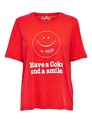 ONLY Damska koszulka Coca Cola, czerwony (high risk red), XS