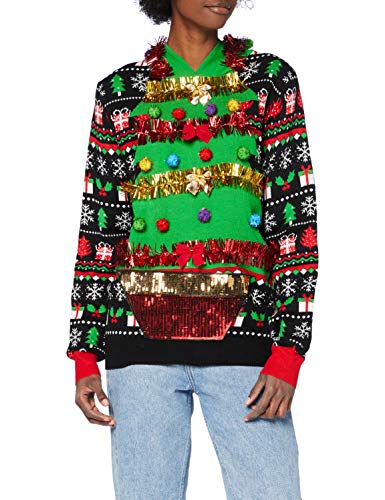 OFF THE RACK Damski brzydki sweter dla obu płci zabawny świąteczny pulower/kardigan/bluza z kapturem sweter z bajką, wzór Mikołaja, renifera