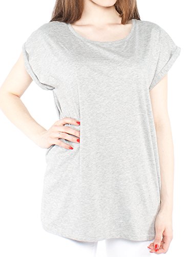 Urban Classics Damska koszulka z przedłużonymi ramionami, koszulka z krótkim rękawem, okrągły dekolt, Szary (szary 111), XL