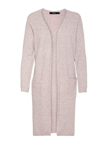 VERO MODA Damska kurtka z dzianiny otwarta longline, różowy (szczegół: melanż), S