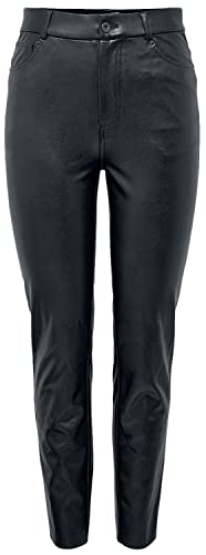 ONLY Damskie spodnie Onlemily Hw St ANK Faux Leather PNT Noos, czarny, 30-XL