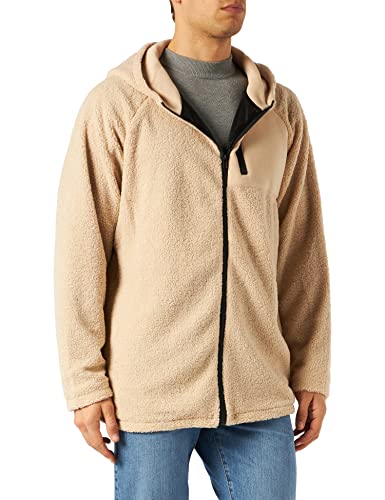 Urban Classics Kurtka męska Sherpa Zip Jacket Teddy z kapturem, beżowy (Darksand 00806), 5XL