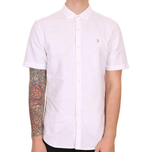 Farah Vintage męska koszula Brewer Slim Fit Casual, Biały (biały 104), XXL