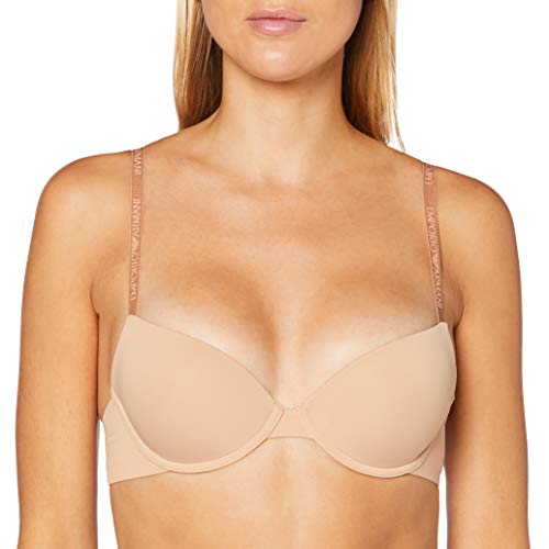 Emporio Armani Damski biustonosz push-up z mikrofibry Basic Bonding, Nude Różowy, 75A