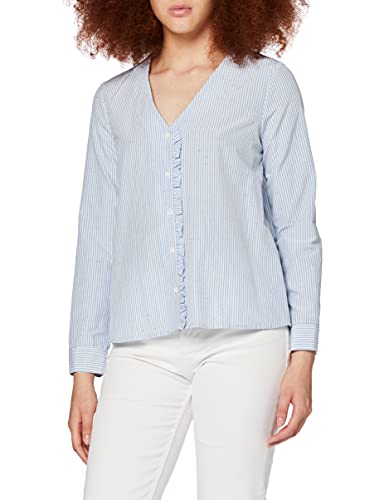 Yargıcı Damska koszula Ruffle Detail, Wielokolorowy (Blue Multi Color 201), XL
