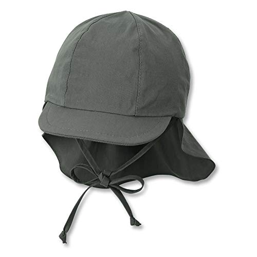 Sterntaler czapka z daszkiem unisex z ochroną karku, tasiemkami do wiązania i ukrytymi nausznikami, ciemnozielona