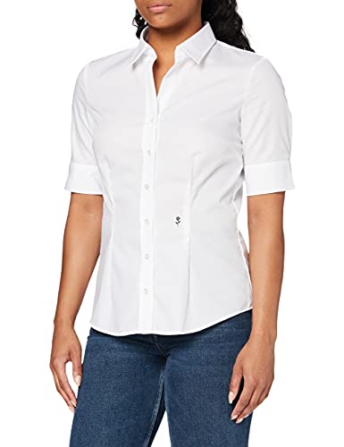 Seidensticker Damska bluzka - bez prasowania wąska talia bluzka koszulowa - Slim Fit - bluzka koszulowa - krótki rękaw - 100% bawełna, bluzka, czarna, Bluzka., 46
