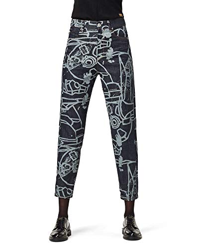 G-STAR RAW JANEH ULTRA HIGH MOM ANKLE dżinsy damskie, Wielokolorowy (Raw Denim Charcoal Line Art Splatter D16083-c472-b894), 32W / 30L