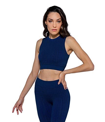 HEART and SOUL Damski top Sportivo Donna - Herringbone biustonosz sportowy, niebieski, regularny