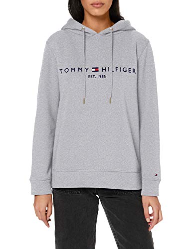 Tommy Hilfiger Damska bluza z kapturem Regular Hilfiger, jasnoszary (Light Grey Heather), XXS