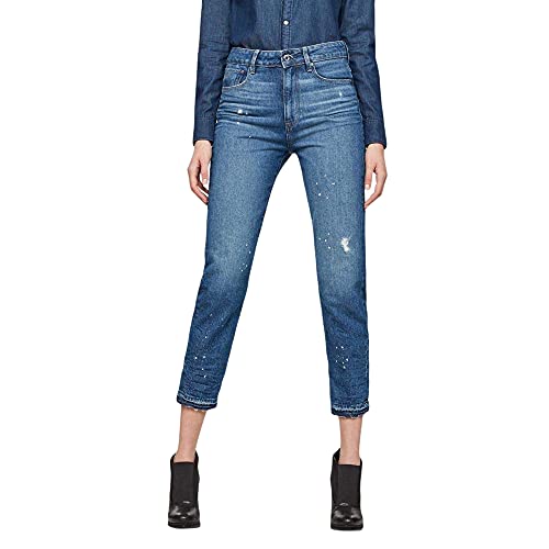 G-STAR RAW Jeansy damskie 3301 Ultra High Waist Straight Ripped, niebieski (Medium Aged Destroy 8973-3142), 26W x 32L