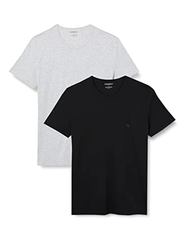 Emporio Armani Męski t-shirt z okrągłym dekoltem, 2-pak, 1 czarny 1szary, L