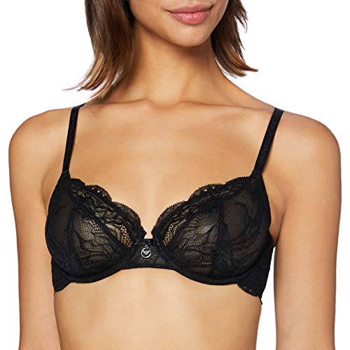 Emporio Armani Damski biustonosz z fiszbinami wirtualny koronkowy, Czarny, 85D