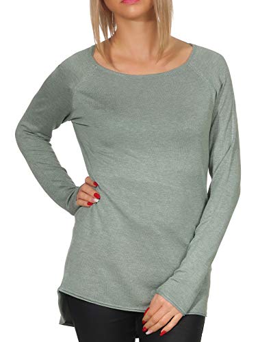 ONLY Damski sweter z dzianiny, długi, Zielony (Chinois Green Detail: W. Melange), XL