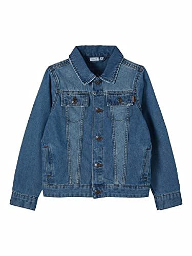 NAME IT Chłopięca kurtka dżinsowa z bawełny organicznej, niebieski (medium blue denim), 146