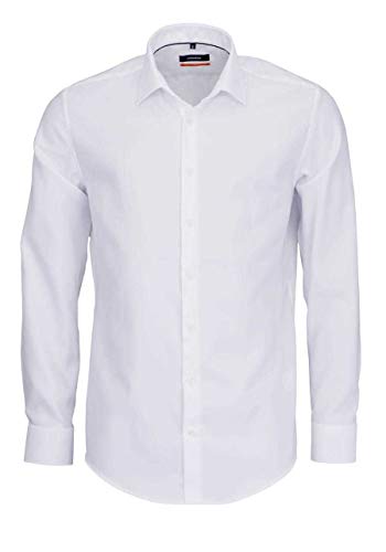 Jedwabna koszula męska biznesowa – jednokolorowa, elegancka koszula z dodatkowym komfortem noszenia i kołnierzem typu Kent – krój slim fit – długi rękaw – 100% bawełna