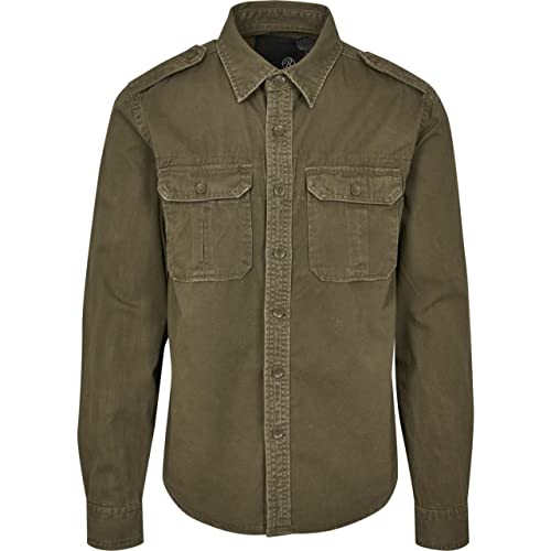 Brandit Męska koszula w stylu vintage z długim rękawem, Oliv Longsleeve, 4XL