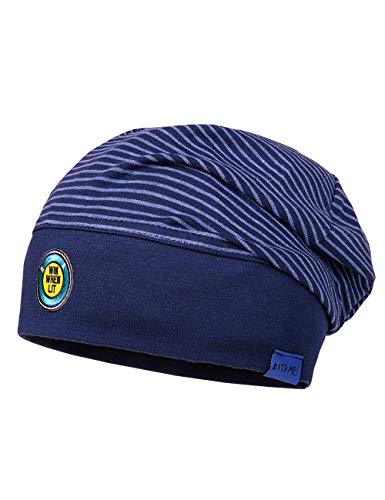 maximo Czapka chłopięca, GOTS czapka, wielokolorowa (ciemnogranatowo-niebieska/granatowa 614), 49