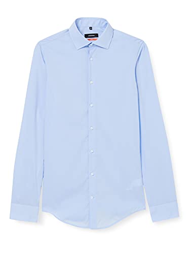 Seidensticker Męska koszula biznesowa Slim Fit – niewymagająca prasowania, wąska koszula z kołnierzem typu kent – bardzo długie rękawy – 100% bawełna, niebieski (niebieski 12), 36 PL