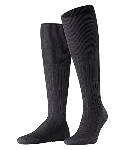FALKE Mężczyźni Podkolanówki Bristol Pure , Wełna, 1 Para, Szary (Anthracite Melange 3080); 45-46