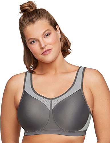 Glamorise Damski biustonosz sportowy Hi-Impact Plus Size z fiszbinami #9066, Szary, 95F