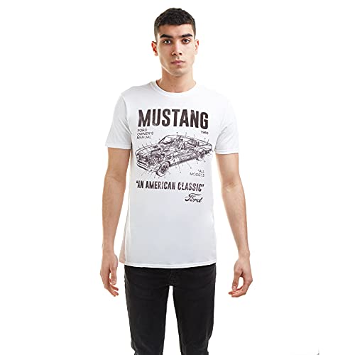 Ford t-shirt męski mustang manual, biały, S