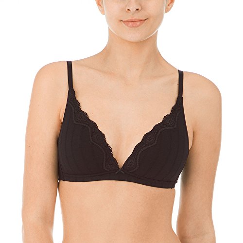 Calida Toujours damski biustonosz bez fiszbin z miseczką z bawełny z koronką w stylu Dresdner, czarny, 70C