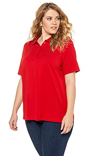 Ulla Popken damska koszulka polo w dużych rozmiarach, z haftem w kolorze bawełny Pima, klasyczny T-shirt