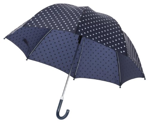 Playshoes Unisex dzieci Kinder Regenschirm Stockschirm mit kindgerechtem Mechanismus,marine Punkte