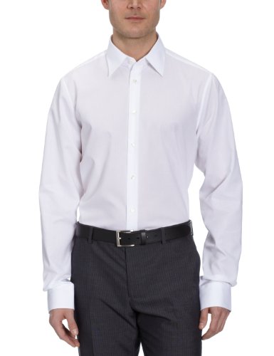 Seidensticker Męska koszula biznesowa - bez prasowania, taliowana koszula w kształcie talii, bardzo długie rękawy, kołnierz Kent, 100% bawełna, biały (biały 01), 41