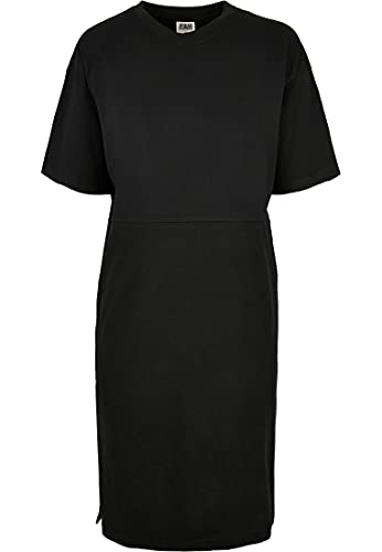 Urban Classics Damska sukienka z bawełny organicznej oversized Slit Tee Dress, damska koszulka sukienka z rozcięciem w wielu kolorach, rozmiary XS-5XL, czarny, XL