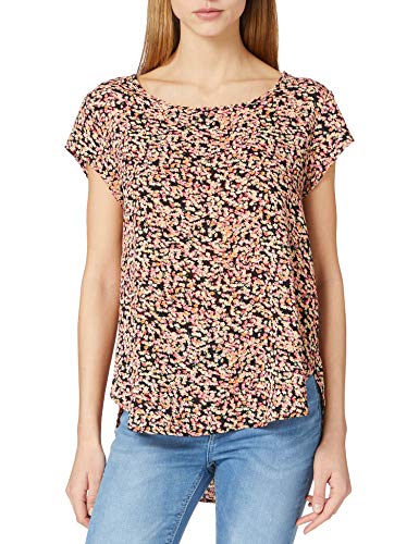 ONLY Onlvic Ss Aop Top Noos Ptm Koszulka Kobiety, Czarny/Aop: szkarłatny neon Ditsy, 38