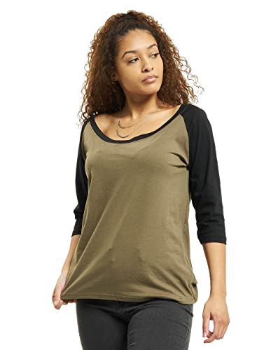 Urban Classics Koszulka damska, Oliwkowy/czarny, 4XL Duże Rozmiary