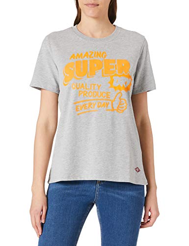 Superdry Damska koszulka robocza z nadrukiem graficznym, Light Grey Marl, XS
