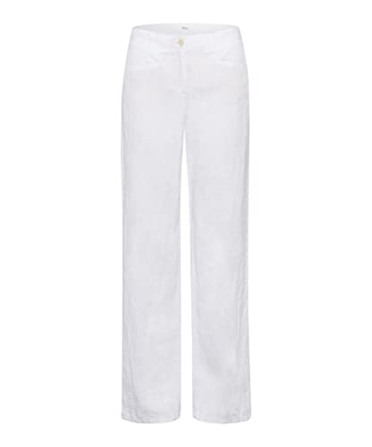 BRAX Damskie spodnie lniane w stylu Farina, White 1, 44 Kr�tki