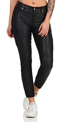 ONLY Damskie spodnie Onlmissouri-NYA Reg ANK Cargo Coated PNT, Coated Black, S x 32L