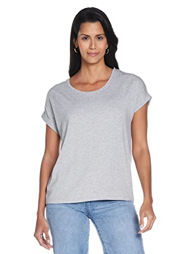 ONLY Damski jednokolorowy T-shirt Basic Okrągły dekolt Krótki rękaw Top ONLMOSTER, szary (Light Grey Melange), S